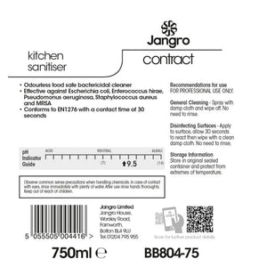Jangro Contract Kitchen Sanitiser 750ml - BB804-75 | Food Safe & Ready to Use