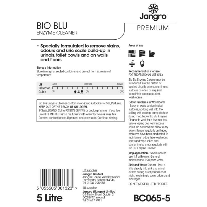 Jangro Premium Bio Blu Away Enzyme Cleaner 5L BA5/NL/JANGRO