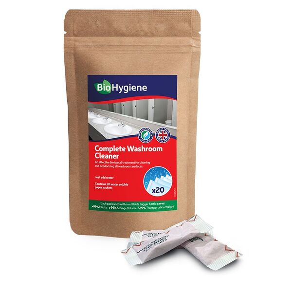 BioHygiene Complete Washroom Cleaner Sachets (Pack of 20) | Eco-Friendly Concentrated Cleaning
