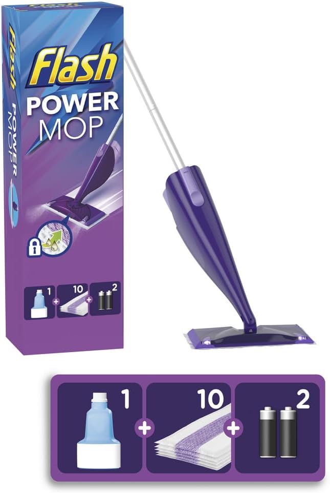 Flash Powermop Starter Kit, All-in-One Dual Spray Mop for Any Type of Floor