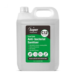 Super Professional C12 Food Safe Anti-Bacterial Sanitiser 5L 800-196-0008