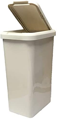 45 Litre Touch Top  Waste Dustbin Rectangle Plastic (Cream)