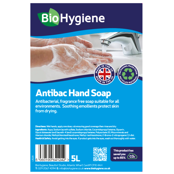 BioHygiene Antibac Soap Non-Fragranced 5L | Eco-Friendly Liquid Hand Wash