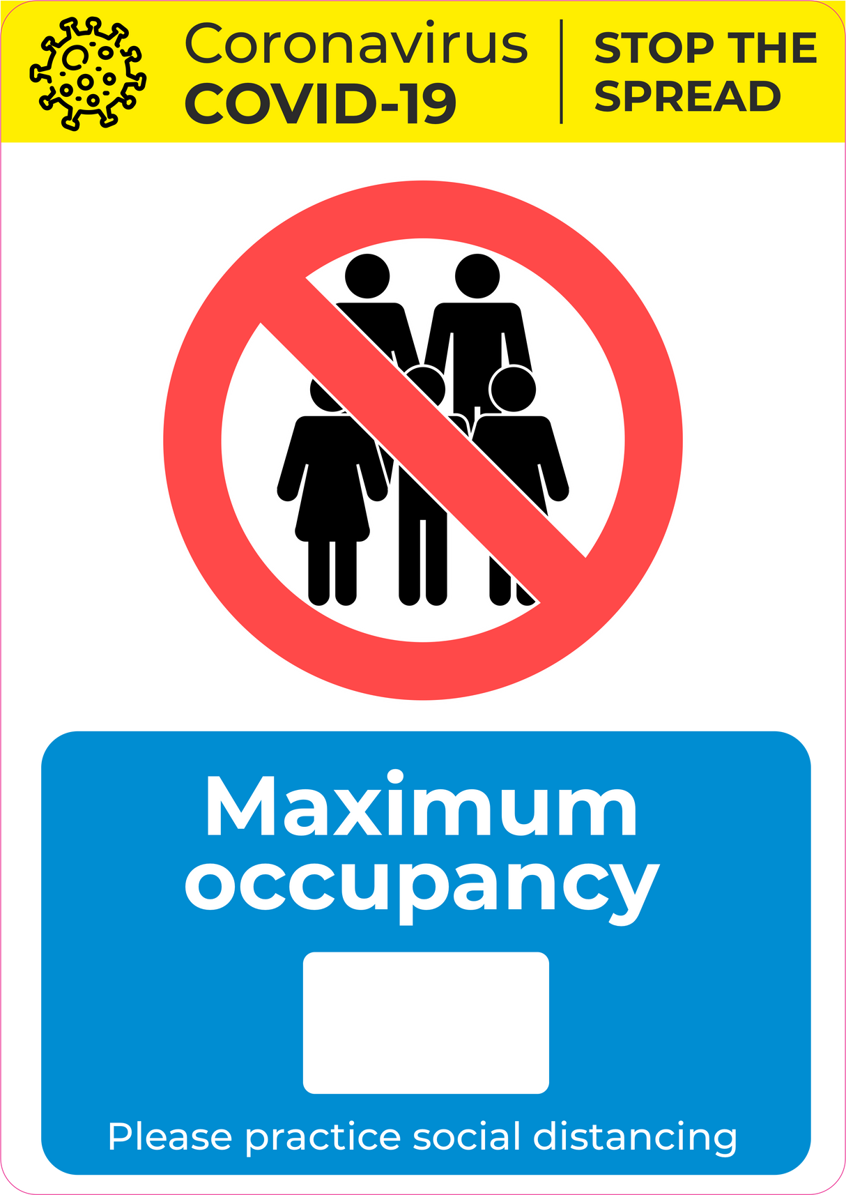 Maximum occupancy sign A4 S/A