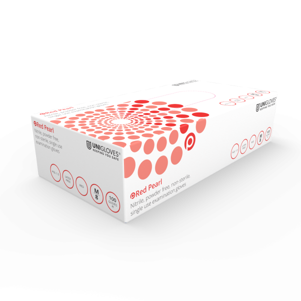 Pearl Red Nitrile Powder Free Glove Medium x 100 - GP0063