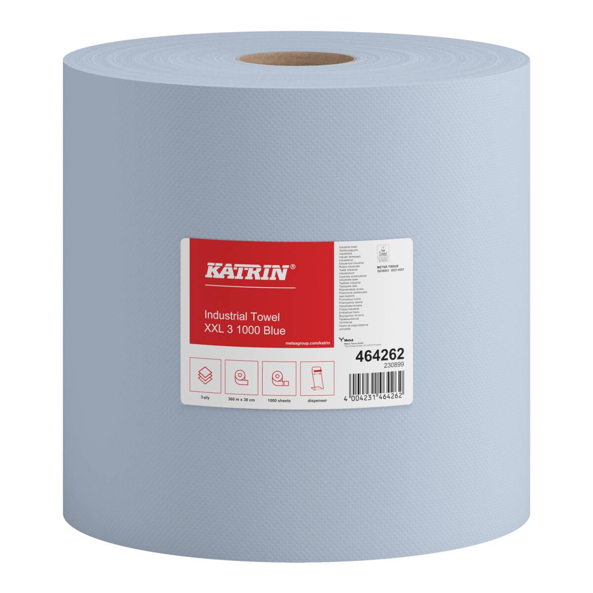 Katrin Industrial Wipes Roll XXL 1x1000 Sheets 3-Ply Laminated, Blue