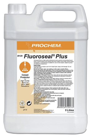Prochem Fluoroseal Plus – carpet protector with usage instructions and safety information.