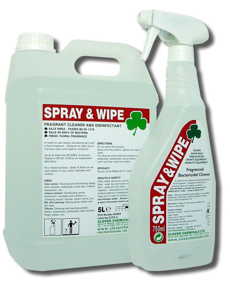 Clover Spray & Wipe FragrancedBactericidal Cleaner 5L