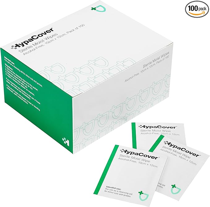 HypaClean Sterile Moist Wound Cleansing Wipes - Alcohol Free (Pack of 100)