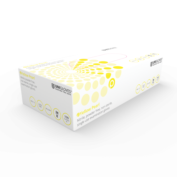 Pearl Yellow Nitrile Gloves - Large, Powder-Free, Box of 100
