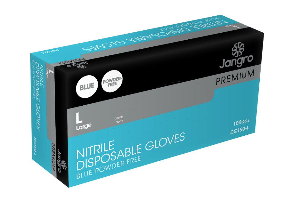 Jangro Premium Nitrile PF Blue Large (DG150-L) 93898JA