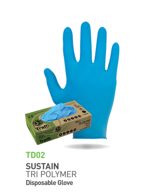 Traffi TD04 Extra Large Sustain Tri Polymer Disposable Glove 100
