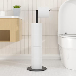 Black Metal Freestanding Toilet Roll holder (HEAVY BASE) B09ZHVLX4Q