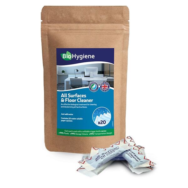 BioHygiene All Surface & Floor Cleaner Sachets (Pack of 20) | Eco-Friendly Concentrated Cleaning