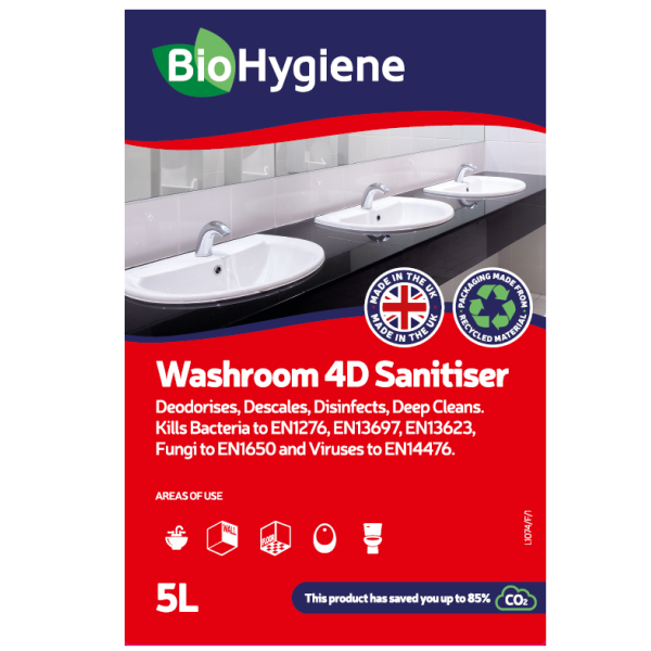 BioHygiene Washroom 4D Sanitiser 5L | Quad Action Eco-Friendly Cleaner