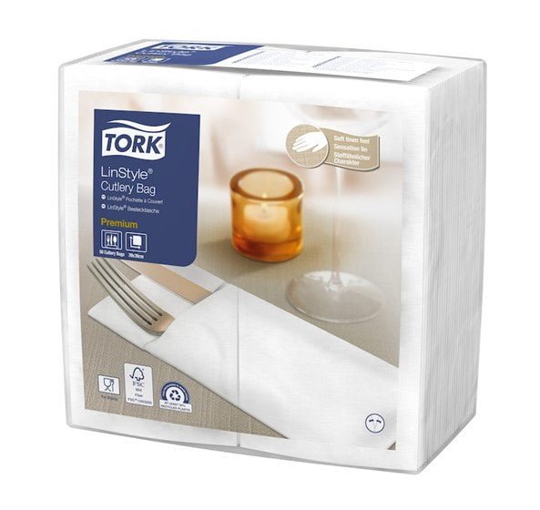 Tork Premium LinStyle White Cutlery Bag Napkin 600case