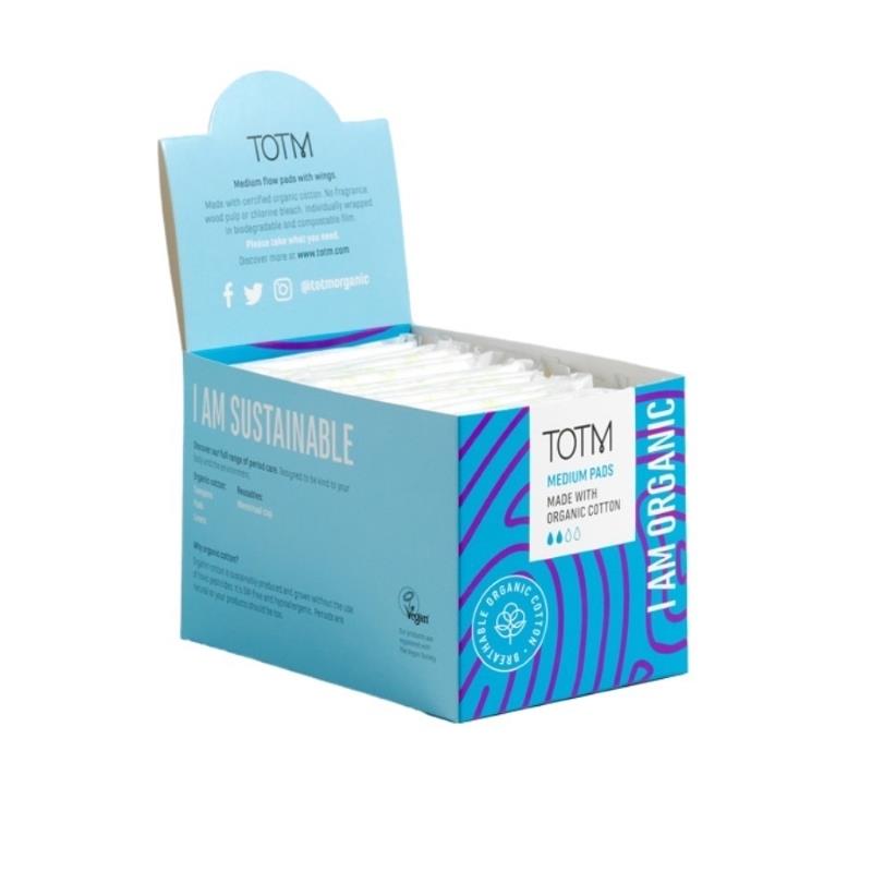 TOTM Medium Organic Cotton Pads 12 x20 pack ( Blue Box )