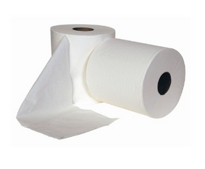 Jangro White Centre Feed Roll 2ply 150m – product shot of two rolls.