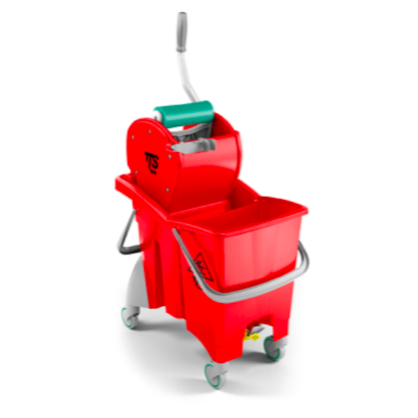 TTS Action Pro Dry Double flat mop bucket RED + Wringer