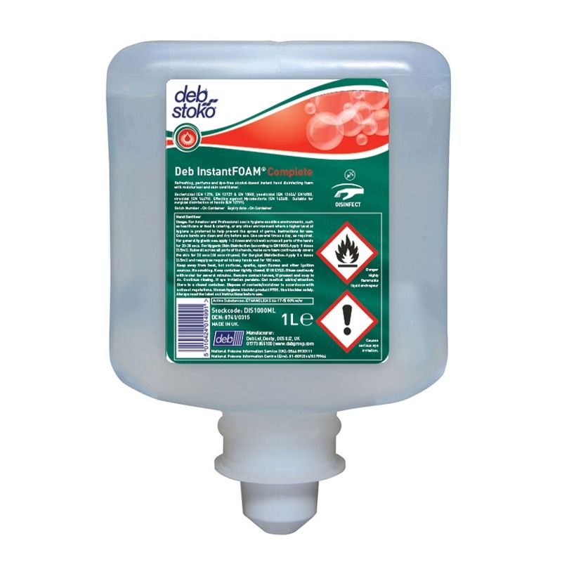 Deb Instant FOAM Hand Sanitiser 6 x 1L BN231-1 DIS1000ml