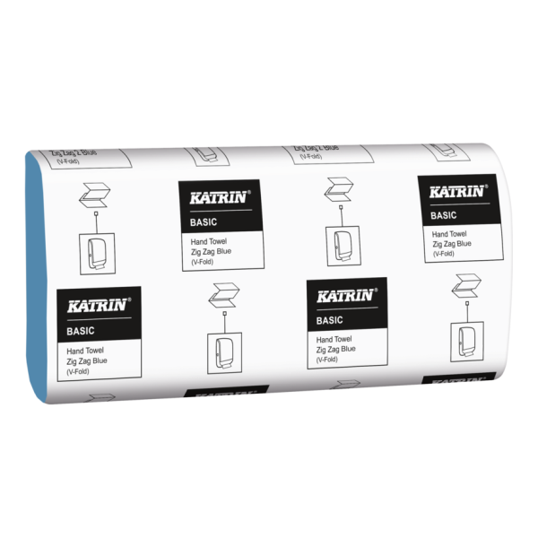 Katrin Basic Hand Towel Zig Zag Blue 1ply 362200 Case 5000