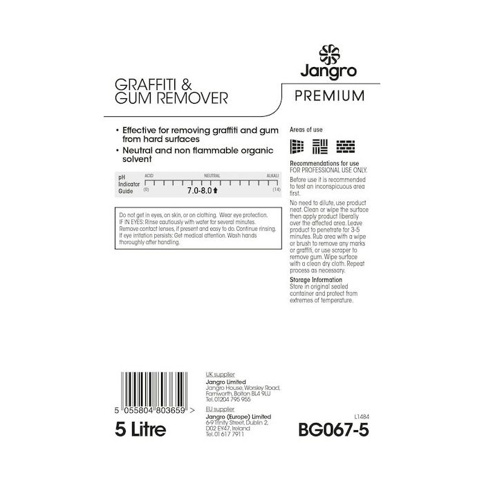 Jangro Premium Graffiti & Gum Remover 5L – BG067-5 | Heavy-Duty Surface Cleaner