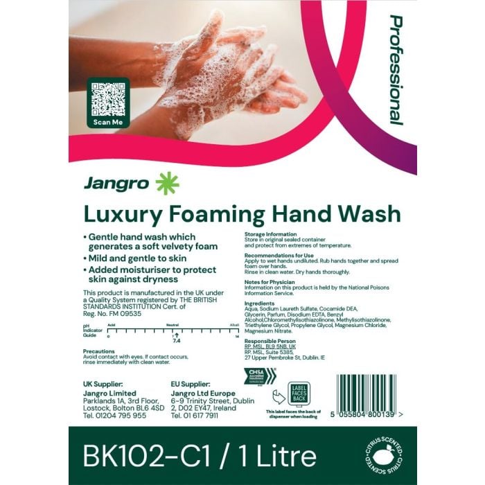 Jangro Luxury Foam Hand WashCartridge 6x1L BK102-C1