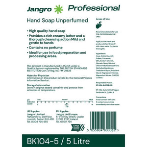 Jangro Hand Soap Unperfumed 5L BK104-5