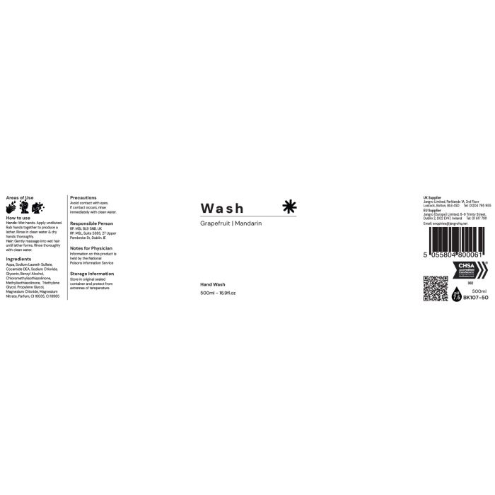 Grapefruit Mandarin & Apple Hand Wash 500ml BK107-50 - A153FJA