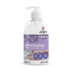 Jangro Antiviral Hand Soap 500ml – effective against enveloped viruses, professional use.