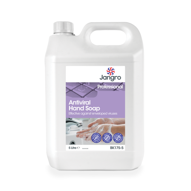 Jangro Professional Antiviral Hand Soap 5L – effective against enveloped viruses.