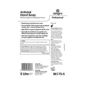Jangro V8 Anti-Viral Hand Soap 5L – product information and usage instructions.