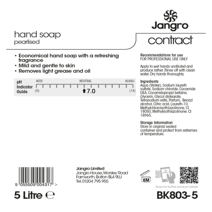 Jangro Contract Pearlised Soap 5L BK803-5