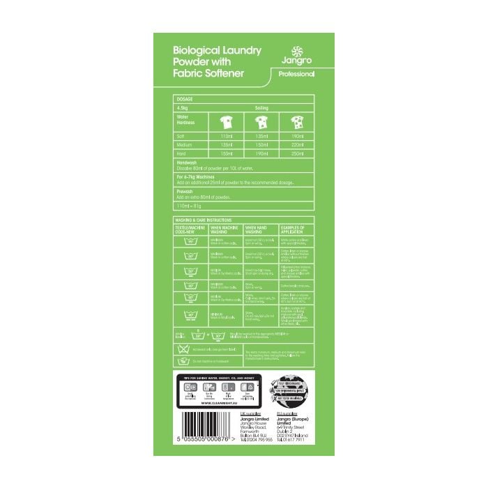 Jangro 2-in-1 Bio Laundry Powder 100 Wash - BP022 | Professional Cleaning