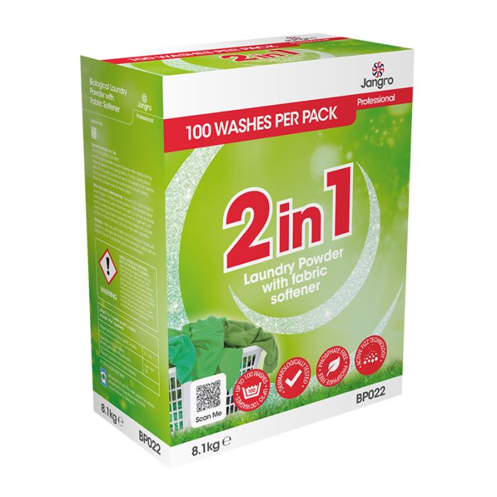 Jangro 2-in-1 Bio Laundry Powder 100 Wash - BP022 | Professional Cleaning