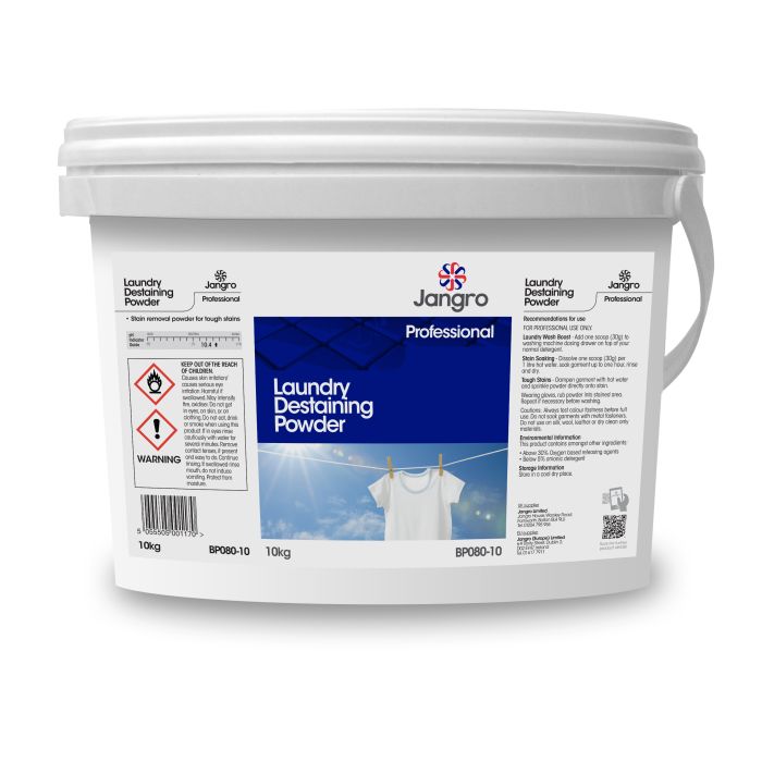 Jangro Laundry Destaining Powder 10kg - BP080-10 | Tough Stain Remover for Professional Use