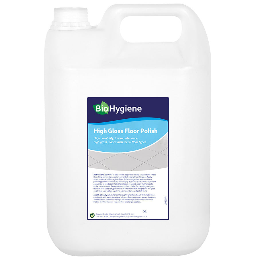 BioHygiene High Gloss Floor Polish 5L | Eco-Friendly Professional Finish