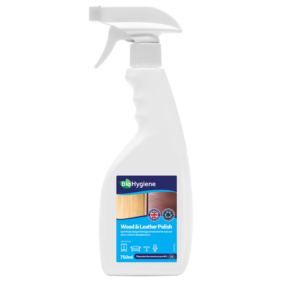 BioHygiene Wood & Leather Polish 750ml - Nourish & Protect Surfaces