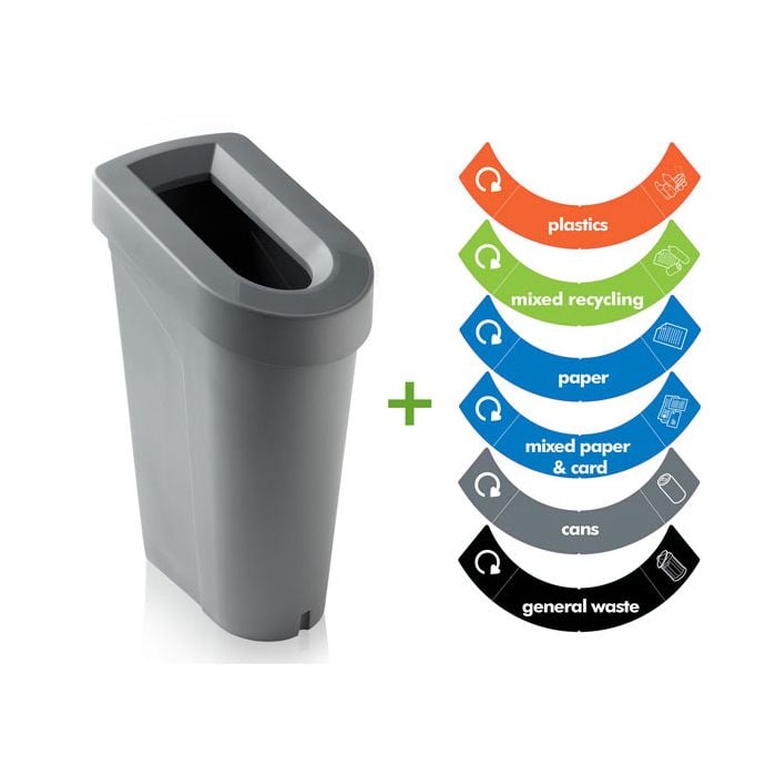 UBin Grey Recycling Bin CB380 | 70L Eco Waste Bin with Lid | Sustainable & Durable