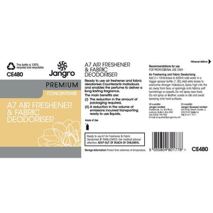 Jangro Enviro A7 Air Fresh & Fabric Deodoriser Trigger Bottle - CE480 | Reusable & Colour-Coded