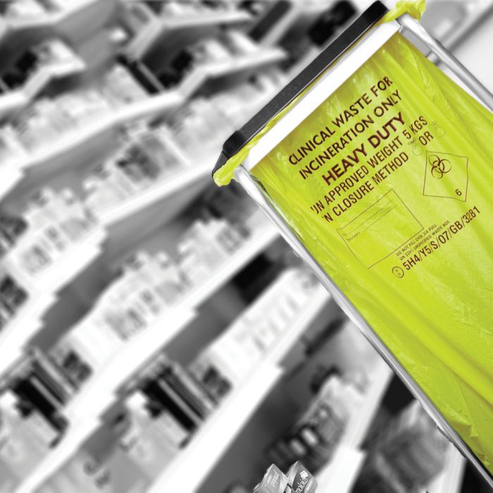 Clinical waste sack – heavy duty, for incineration only, 90L capacity.