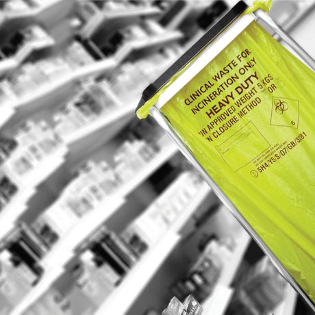 Clinical waste sack – heavy duty, for incineration only, 90L capacity.