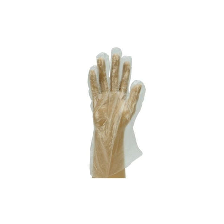 Clear Polythene Gloves Medium – disposable food and hygiene gloves in a 100 pack.