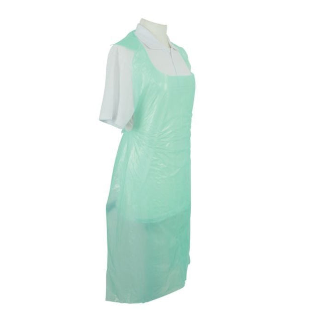 Green Disposable Aprons on Roll 200 Pack - Protective PPE Aprons for hygiene use.