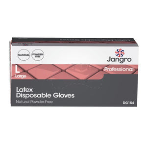 Jangro Latex Powder-Free Gloves Large 100 Pack – packaging for disposable gloves.
