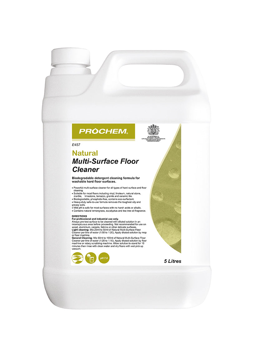 Prochem Natural Multi-Surface Floor Cleaner 5L – biodegradable cleaning solution for hard surfaces.