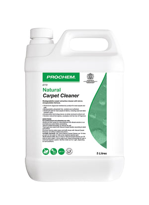 Prochem Natural Carpet Cleaner 5L - biodegradable carpet cleaning solution with usage instructions.