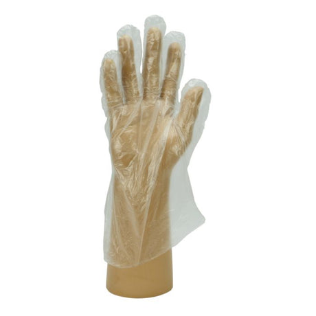 Clear Polythene Gloves Small x100 – powder-free, food-safe disposable gloves.