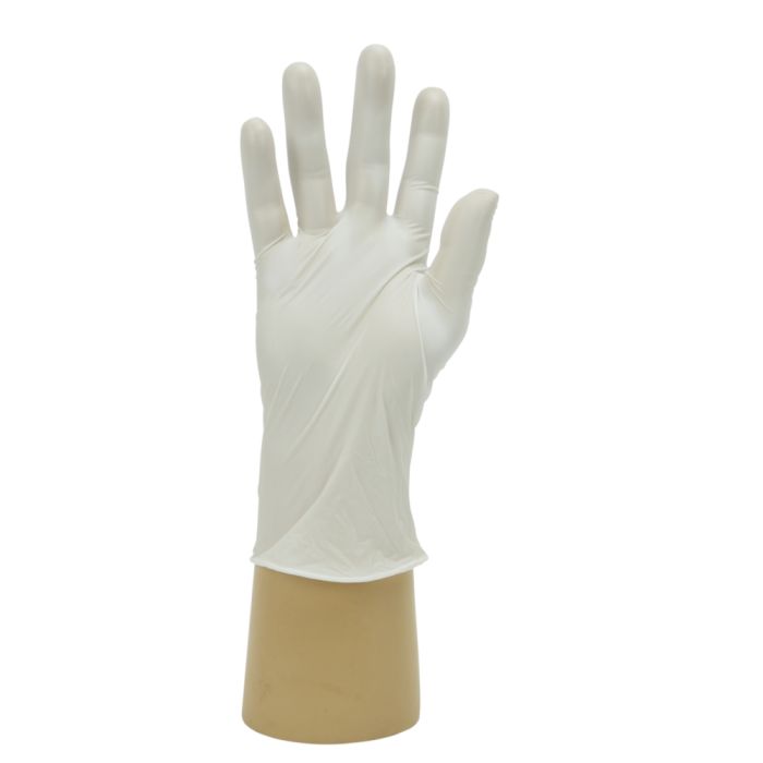 Jangro Vinyl Gloves Small x100 - Powder-free medical grade gloves displayed on a hand form.
