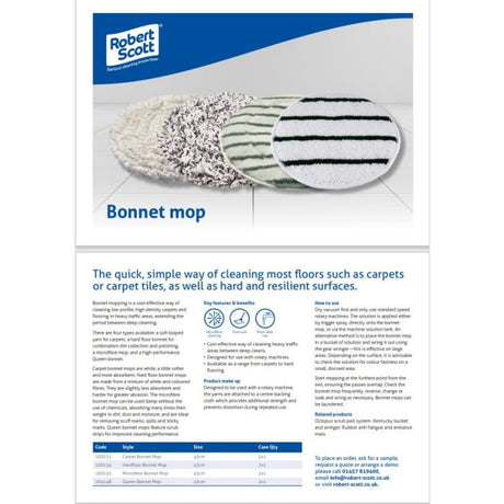 Bonnet mop product information for 17" Carpet Cleaning Bonnet Mop - HA100.